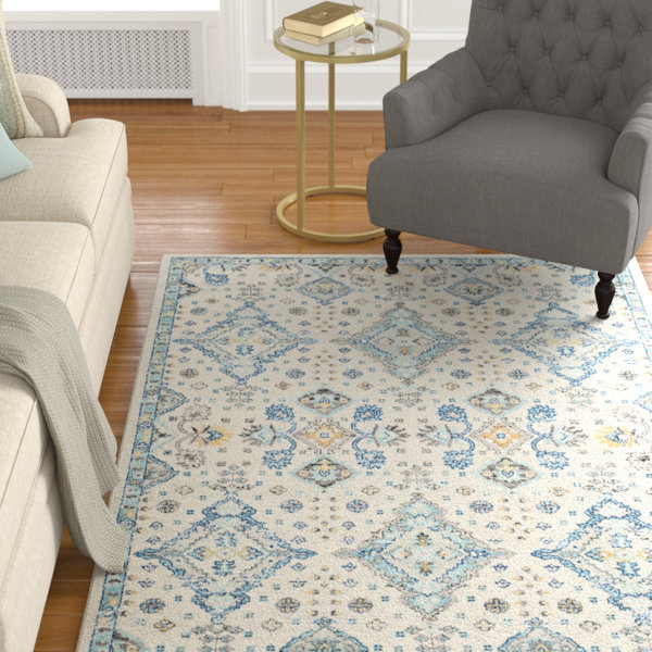 Darby Home Co Minonk Polypropylene Blend Ivory/Blue Rug & Reviews Wayfair